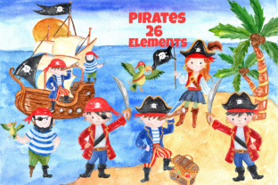 26 Pirate Themed Kids Clip-Art Elements and Illustrations