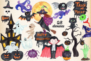28 Hand Painted Halloween Illustrations