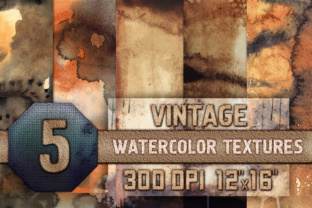 5 Vintage Watercolor Texture Digital Papers