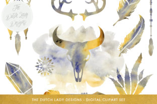 Boho Ethnic Prairie Clipart Set and Illustrations