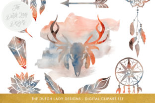 Boho Sunset Prairie Clipart Set and Illustrations
