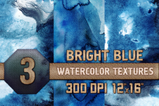 Bright Blue Watercolor Texture Digital Papers for Textures