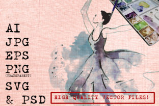 Dancing in Violet Dress Illustrations