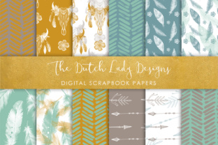 Digital Scrapbook Paper - Boho Etnic Watercolor Style Patterns
