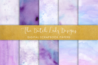 Digital Scrapbook Paper - Watercolor Ombres in Blue Purple