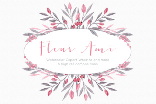 Floral Wreath Clipart Graphics in Elegant and Romantic Pink Theme