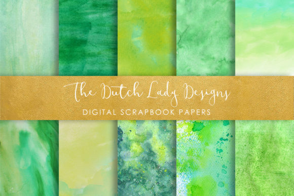 Green Watercolor Texture Scrapbook Papers and Textures