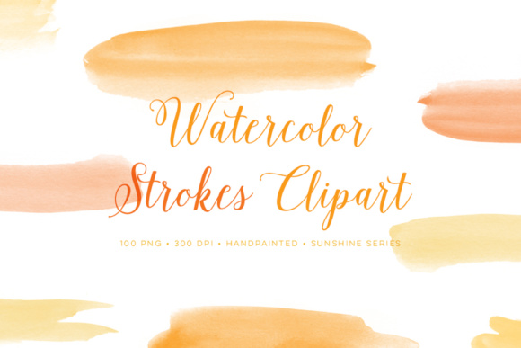 Orange Watercolor Brush Strokes Clip Art Graphics and Decorative Elements