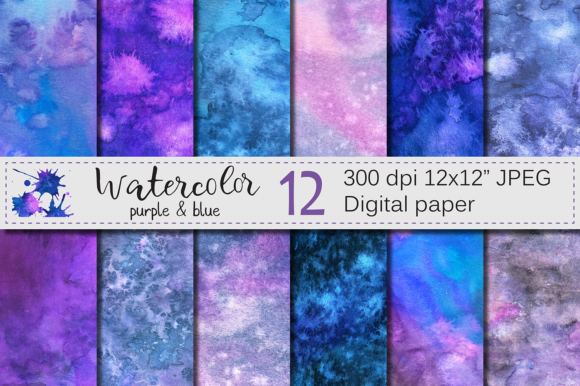 Purple and Blue Watercolor Textures