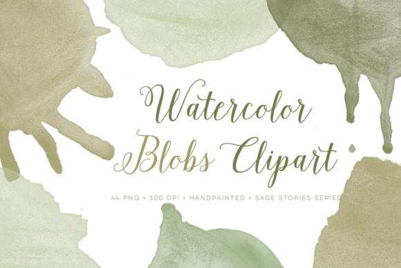 Sage Green Watercolour Clip Art and Decorative Elements