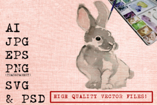 SIMPLE GREY RABBIT WATERCOLORS & Illustrations