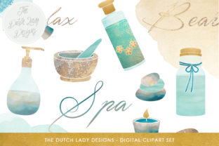 Spa Retreat Clipart Set - Turquois Gold