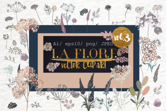 Vector Floral Clipart Collection in Rustic Watercolor Style Vol.3