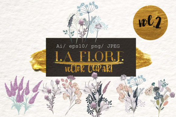 Vector Floral Clipart Collection in Rustic Watercolor Style Vol.2