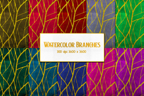 Watercolor Branches Backgrounds and Patterns