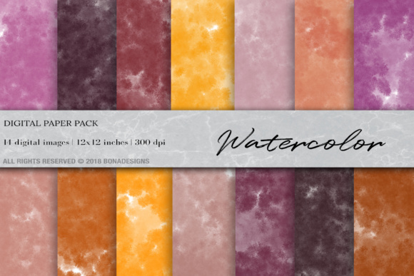 Watercolor Digital Paper, Autumn Textures