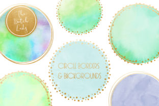 Watercolor Logo Circle Border Clipart Set in Aqua