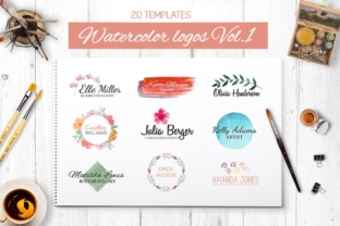 Watercolor Logo Templates V.1 and Logos