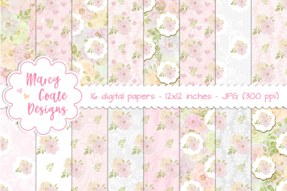 Watercolor Rose Backgrounds and Patterns