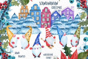 Watercolor Scandinavian Gnome and Crafts