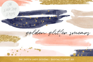 Watercolor Smears with Glitter Accents - in Navy Blush Tones
