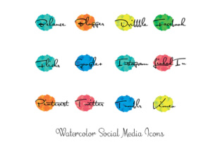 Watercolor Social Media Icons