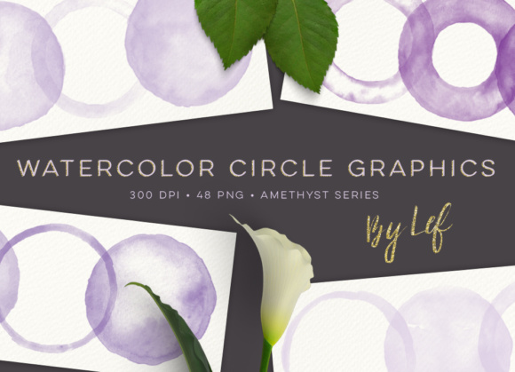Watercolour Circles Graphics. Purple Clipart